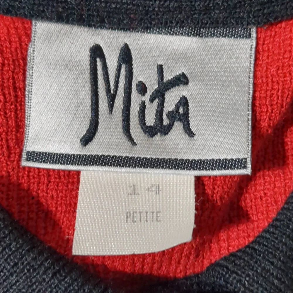 Vintage Mita Women's 2PC Knit Suit Jacket & Skirt red Black Size 14 - Picture 9 of 12